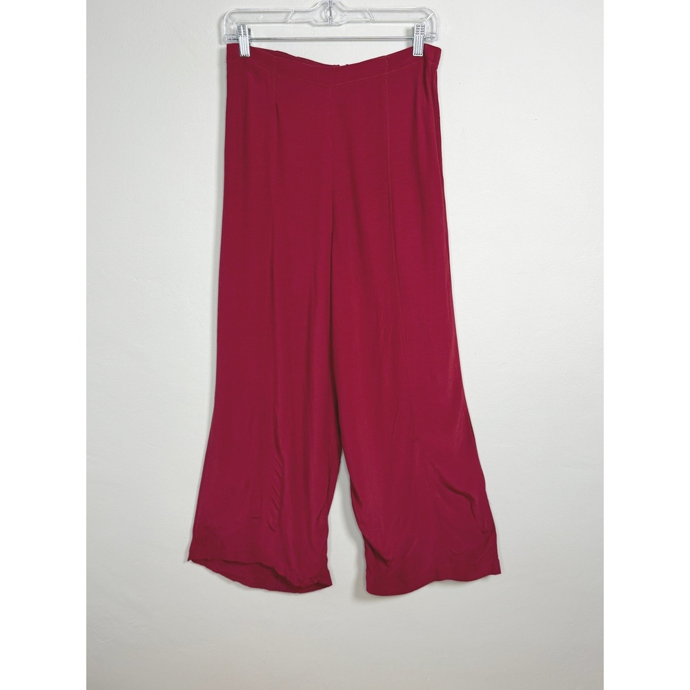 Free People Wide Leg Trouser Pants Women 6 Red Side Slit Culottes Boho Beachy